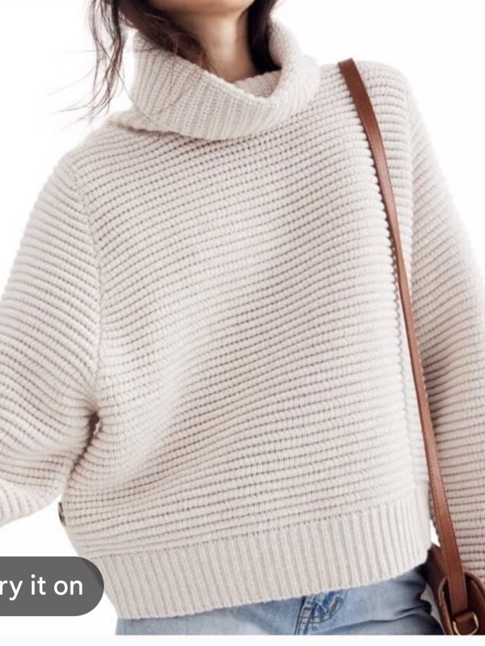 Madewell side button ivory turtleneck sweater